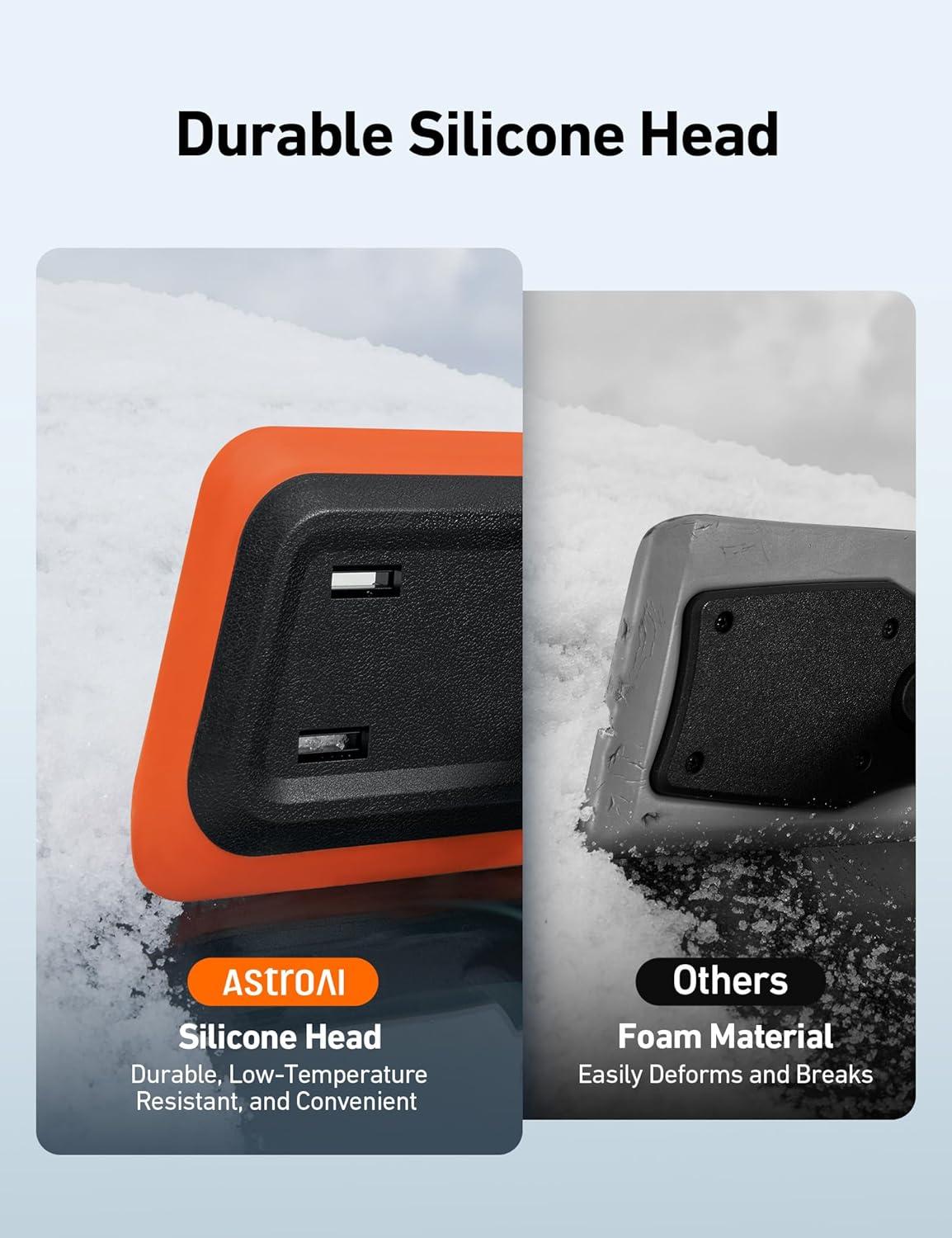 imageAstroAI 472 Inch 2in1 Snow Brush for Car Snow Broom and Detachable Ice Scraper with NonAbrasive Silicone Head for Cars Trucks SUVsOrangeBlack