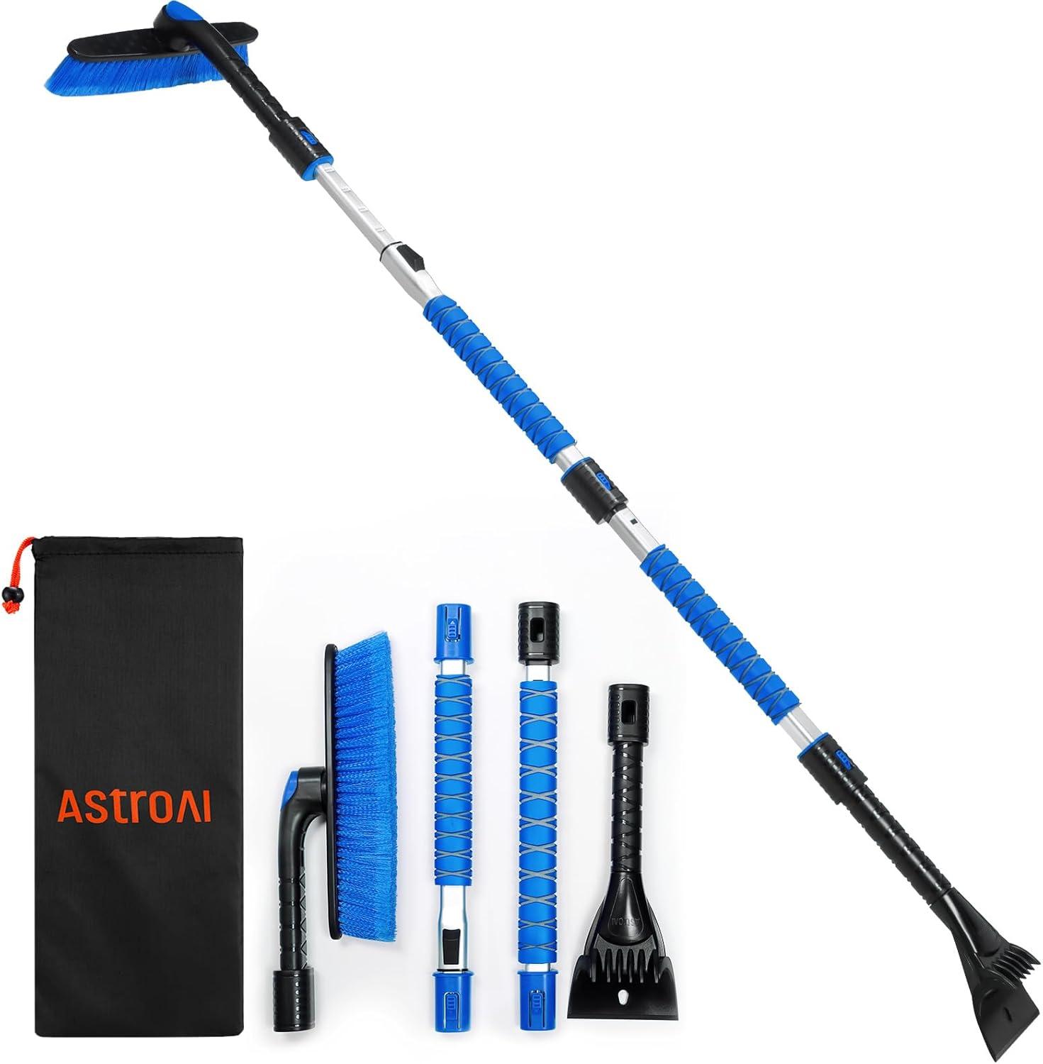 imageAstroAI 472quot Ice Scrapers for Car Windshield and Extendable Snow Scraper with Foam Grip and 360 Pivoting Brush Head for Christmas Car Auto Truck SUVBlueBlue