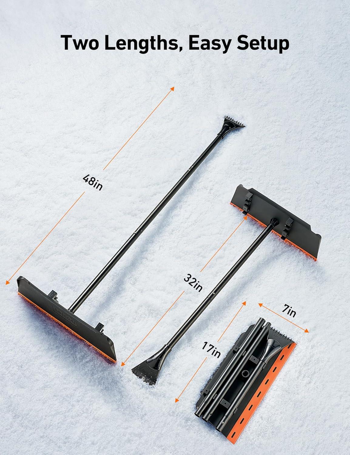 imageAstroAI 48Inch 2in1 Snow Scraper for car Snow Broom and Detachable Ice Scraper with NonAbrasive Silicone Head for Cars Trucks SUVsBlack