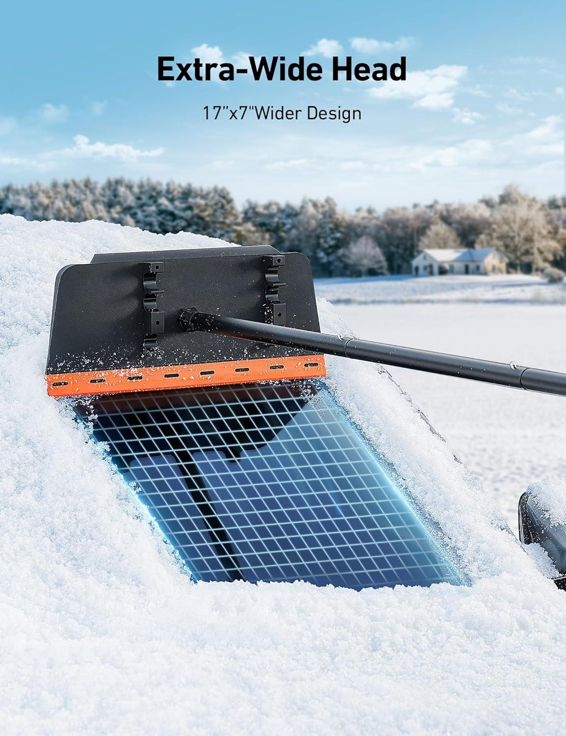 imageAstroAI 48Inch 2in1 Snow Scraper for car Snow Broom and Detachable Ice Scraper with NonAbrasive Silicone Head for Cars Trucks SUVsBlack