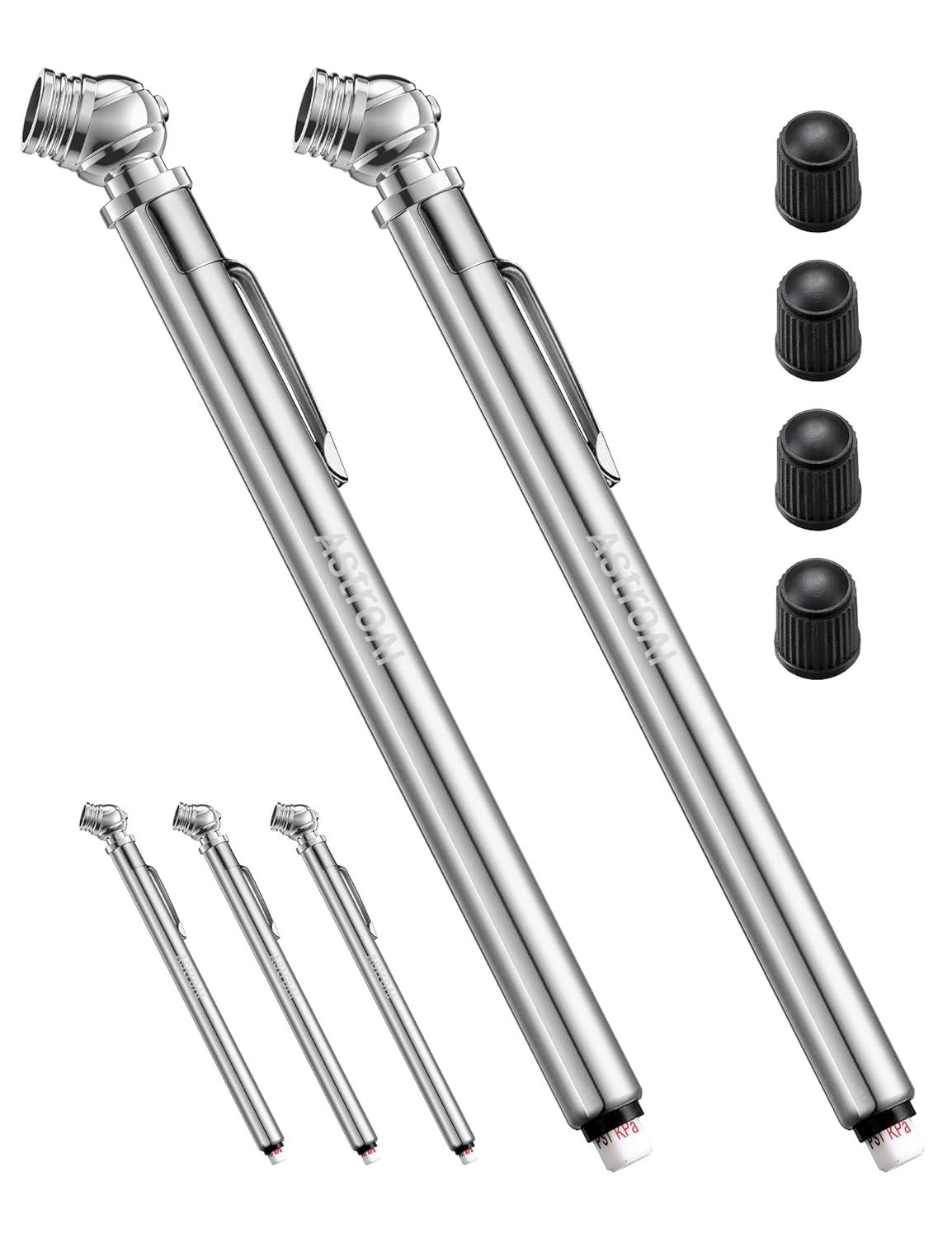 imageAstroAI 5 Pack Pencil Tire Pressure Gauge 1075PSI Stainless Steel Body and Metal Made Nozzle for Vehicles2 Pack