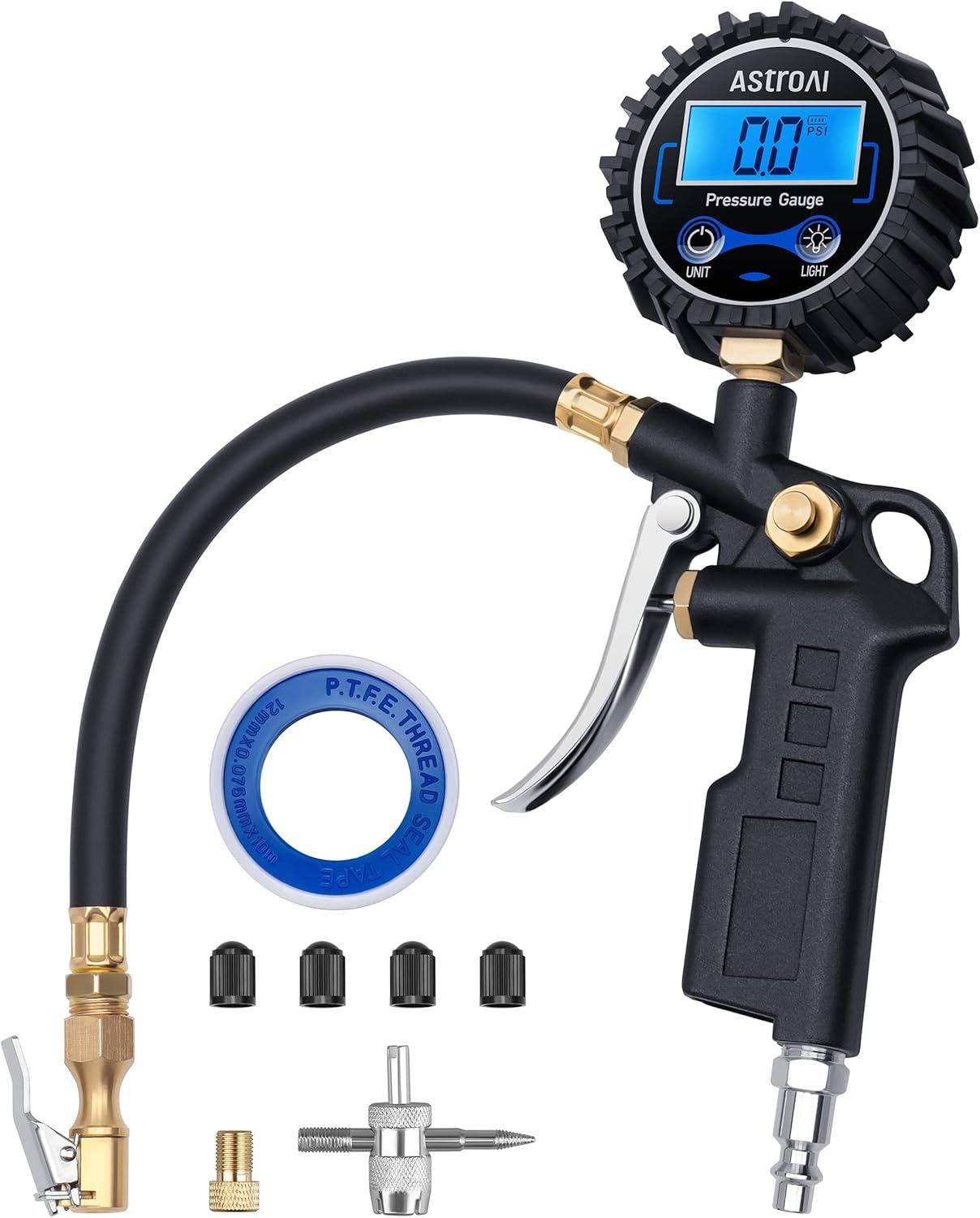 imageAstroAI Digital Tire Pressure Gauge with Inflator 250 PSI Air Chuck ampamp Compressor Accessories Heavy Duty with Quick Connect Coupler 01 Display Resolution Car Accessories 2pack1 Pack