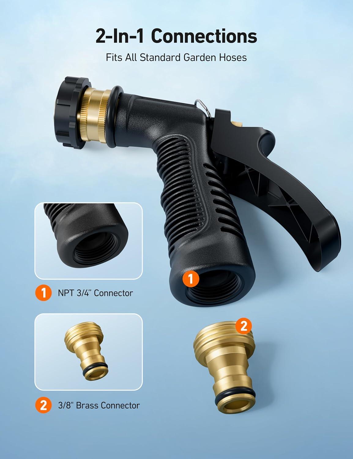 imageAstroAI Foam Gun Car Wash Gun with Wash Mitt Quick Connect to Most Garden Hose Foam Blaster Equips with 34 Universal Garden 38quot Quick Connector Amber LableAmber
