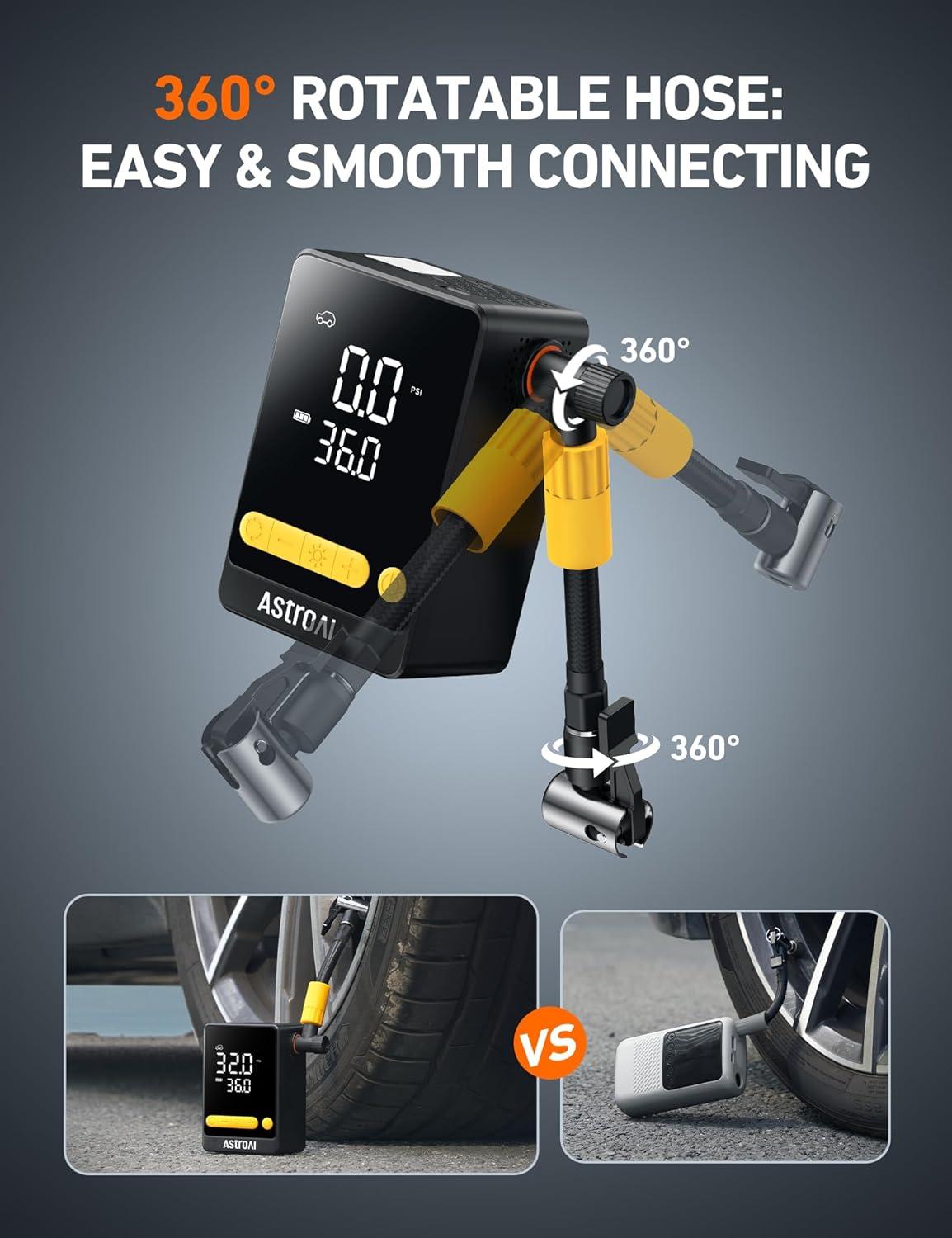 imageAstroAI L10 Mini Tire Inflator Portable Air Compressor150PSI Air Pump for Car Tires with Digital Pressure GaugeBike Tire Pump with LED LightPortable Tire Inflator for CarsBikesMotorcyclesBallsCompact