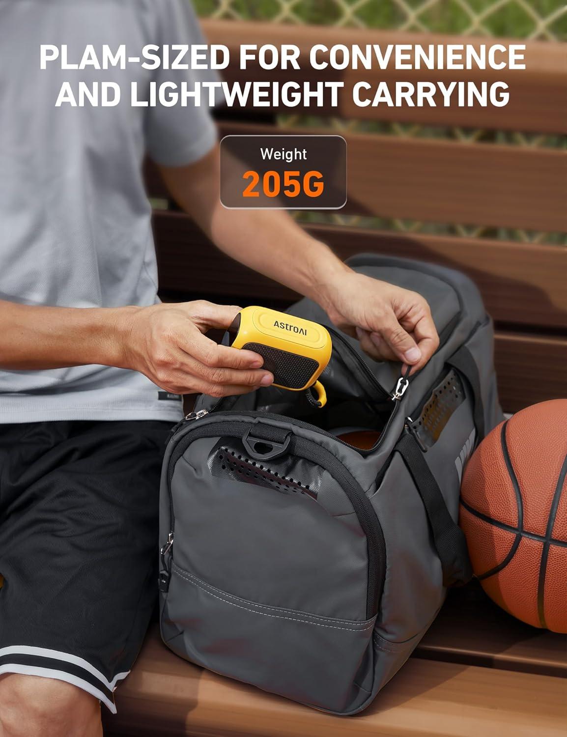 imageAstroAI Portable Electric Ball Pump Ultra Fast Inflation with Digital LCD Display Preset Pressure with Ball Needle for Basketball Soccer and Sports BallsYellow
