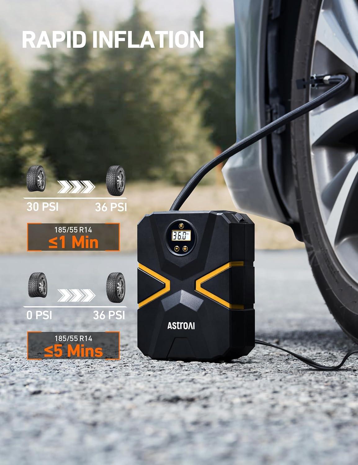 imageAstroAI S1 Tire Inflator Portable Air Compressor 12V DC Digital Car Tire Pump 150 PSI Preset Tire Pressure ampamp Auto Shutoff Electric Air Pump for Car Tires Motorcycles Bicycles Other Inflatables