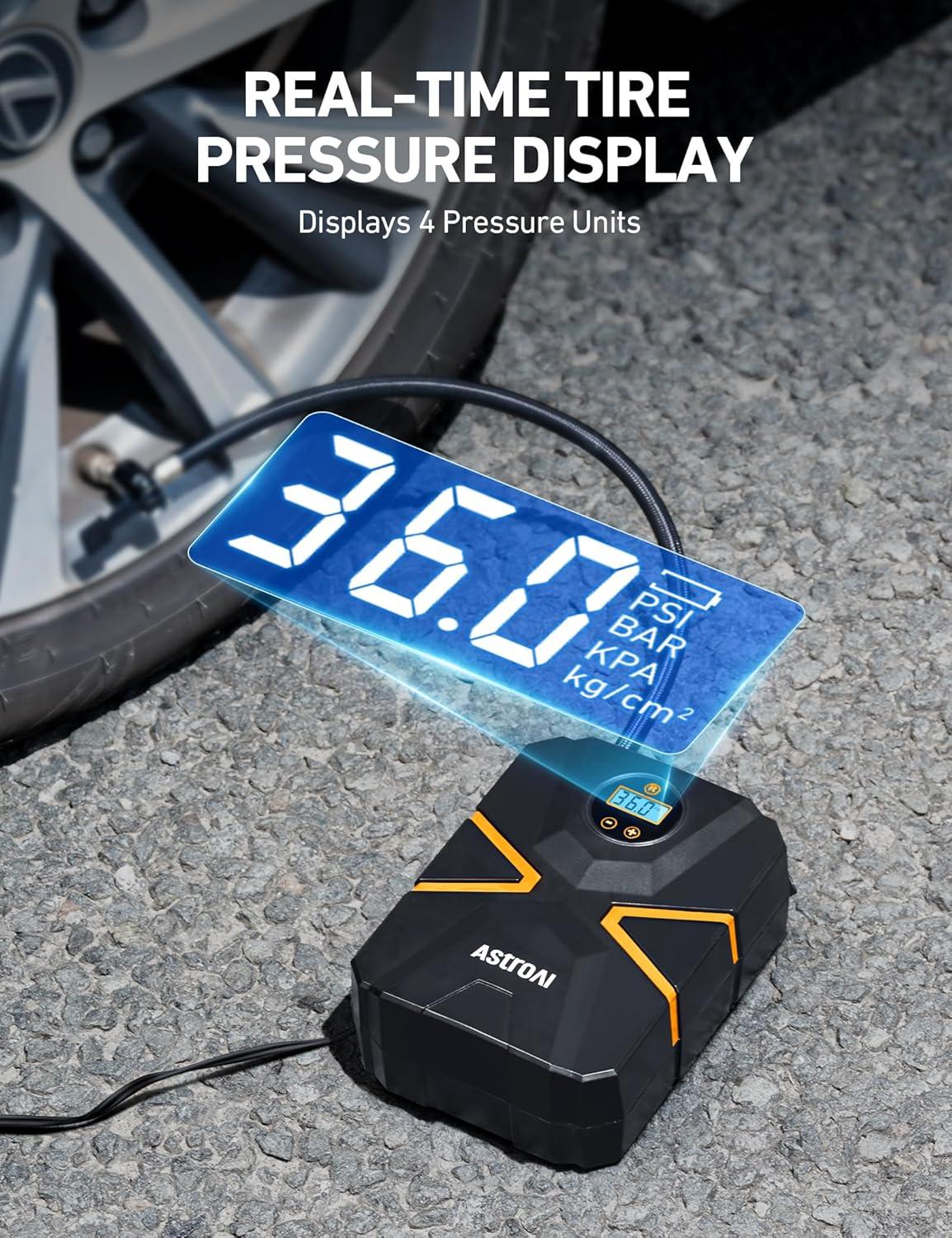 imageAstroAI S1 Tire Inflator Portable Air Compressor 12V DC Digital Car Tire Pump 150 PSI Preset Tire Pressure ampamp Auto Shutoff Electric Air Pump for Car Tires Motorcycles Bicycles Other Inflatables