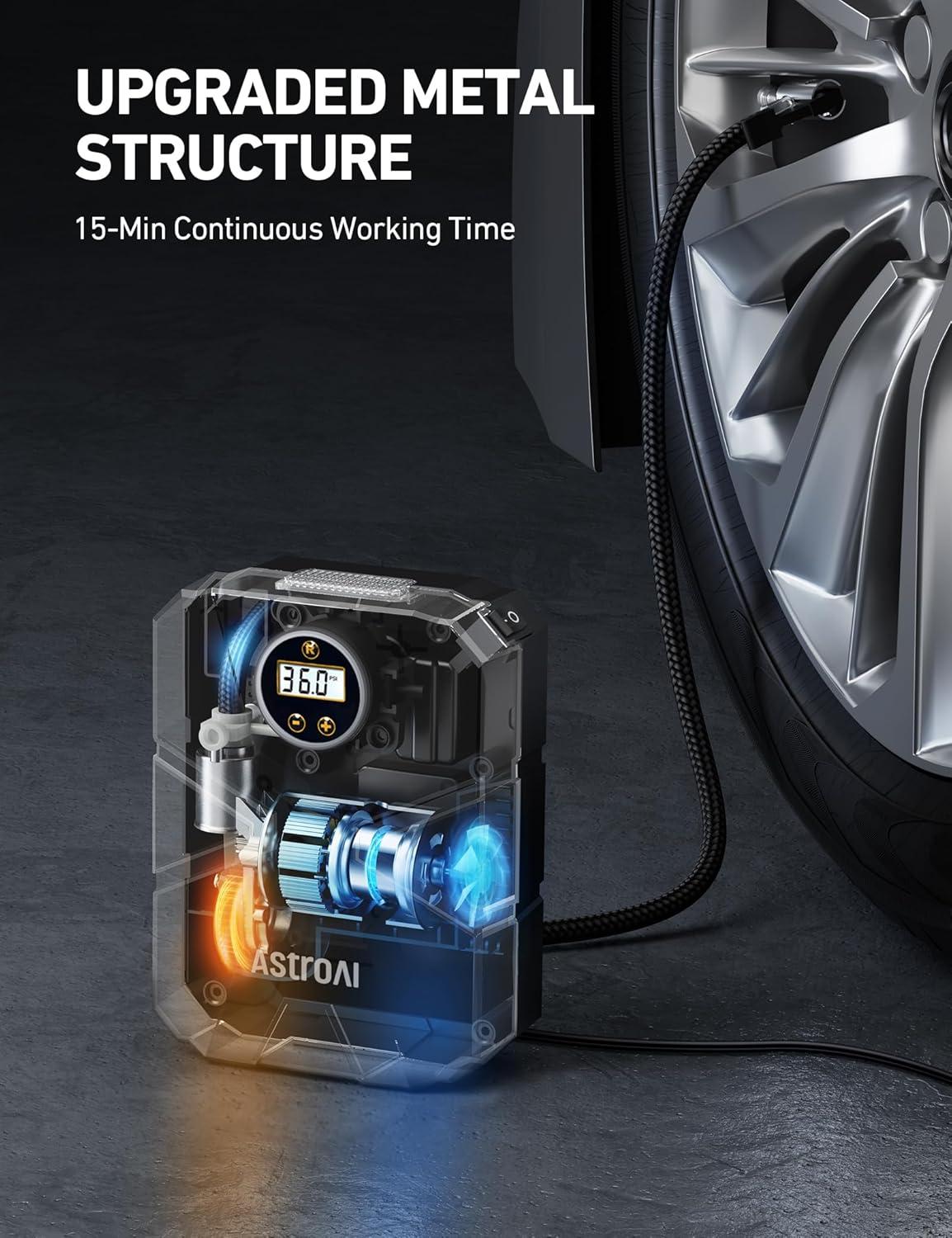 imageAstroAI S1 Tire Inflator Portable Air Compressor 12V DC Digital Car Tire Pump 150 PSI Preset Tire Pressure ampamp Auto Shutoff Electric Air Pump for Car Tires Motorcycles Bicycles Other Inflatables