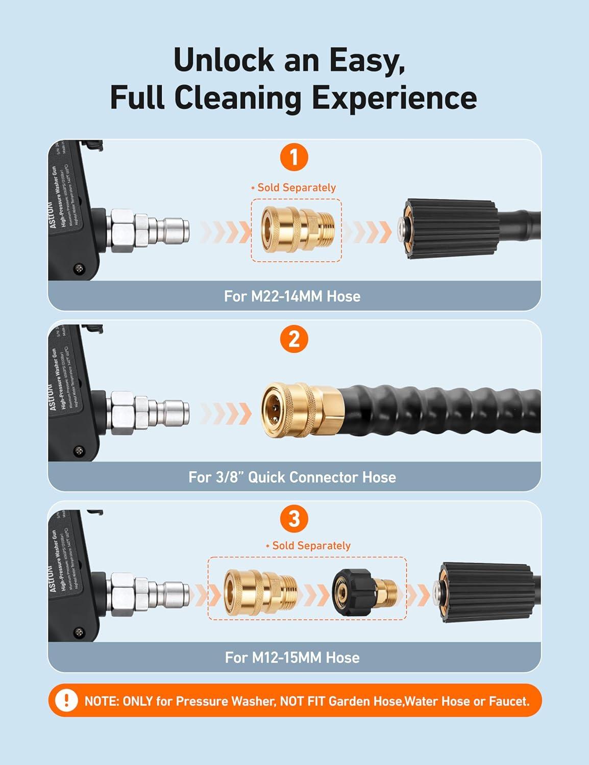 imageAstroAI Short Pressure Washer Gun with Swivel High Pressure Washer with 4 Nozzles and 38 Swivel Quick Connector Plug 4060PSI Max and Compatible with Hose Foam Cannon Car Wash Foam Gun BlackBlack