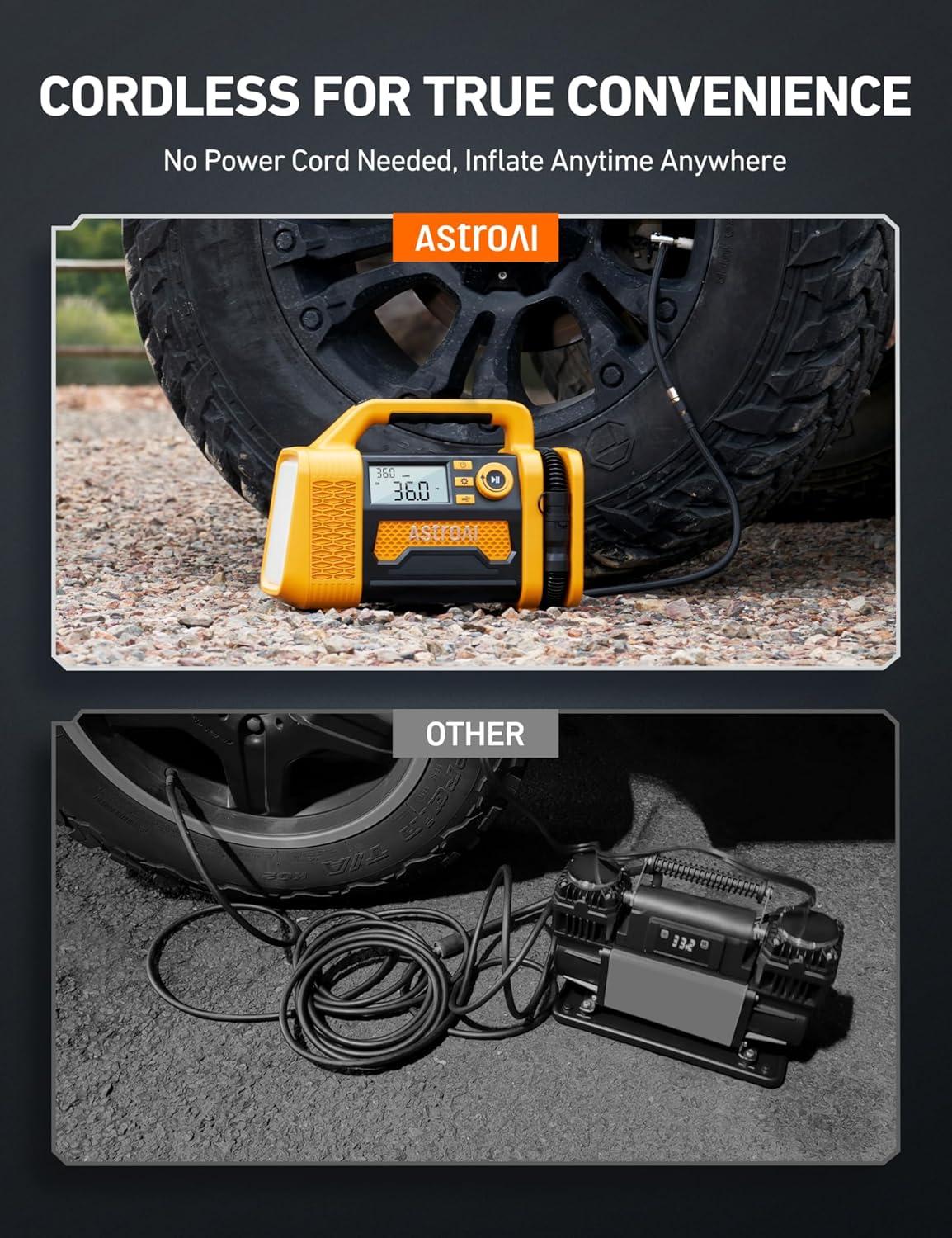 imageAstroAI TC3 Air Compressor Portable Tire Inflator Offroad Air Compressor for Truck 150PSI with Digital Display Air Pump for Car Heavy Duty for 4x4 Vehicle RV SUV Car Accessories YellowYellow