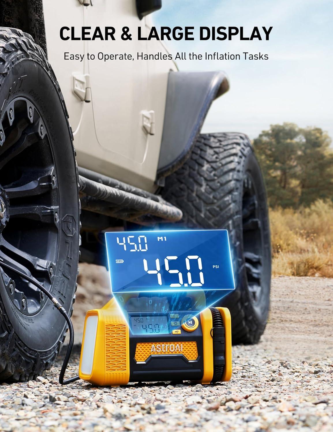 imageAstroAI TC3 Air Compressor Portable Tire Inflator Offroad Air Compressor for Truck 150PSI with Digital Display Air Pump for Car Heavy Duty for 4x4 Vehicle RV SUV Car Accessories YellowYellow