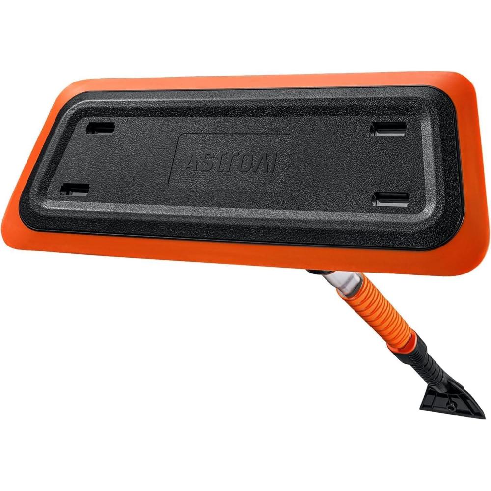 imageAstroAI 472 Inch 2in1 Snow Brush for Car Snow Broom and Detachable Ice Scraper with NonAbrasive Silicone Head for Cars Trucks SUVsOrangeBlack