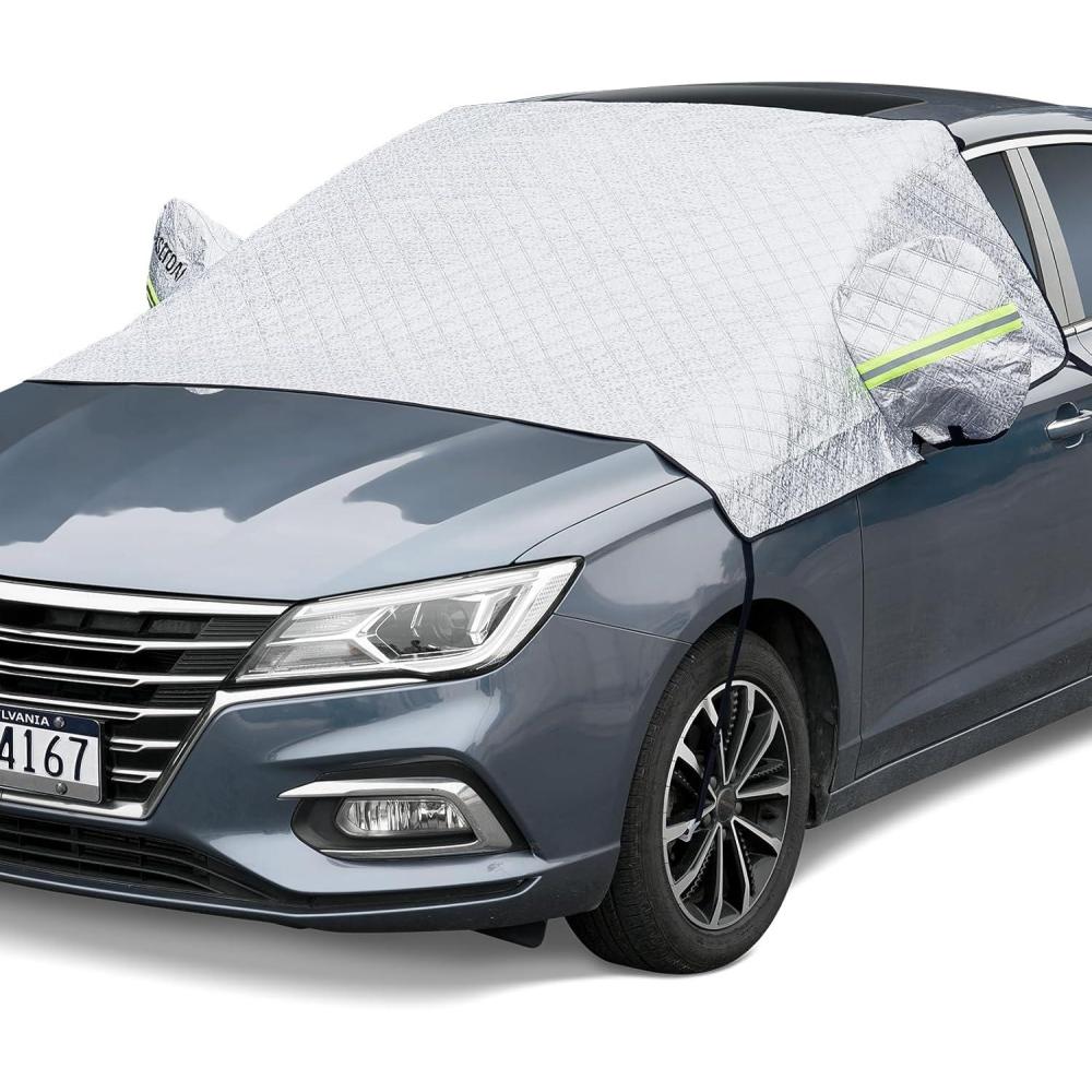 imageAstroAI Car Windshield Snow Cover Windshield Cover for ice and Snow Frost Windshield Cover for Ice 2Removal Side Mirror Protector Windproof UV Sunshade Cover for Cars SUVs VansGlacier Silver