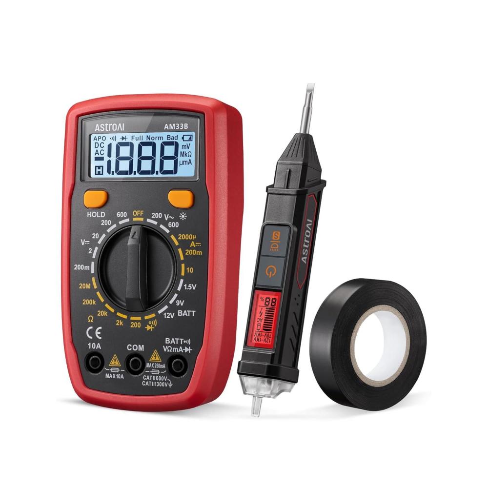 imageAstroAI Digital Multimeter Tester 2000 Counts with DC AC Voltmeter and Ohm Volt Amp Meter Measures Voltage Current Resistance Continuity and Diode BlueMulticoloredTest Kit