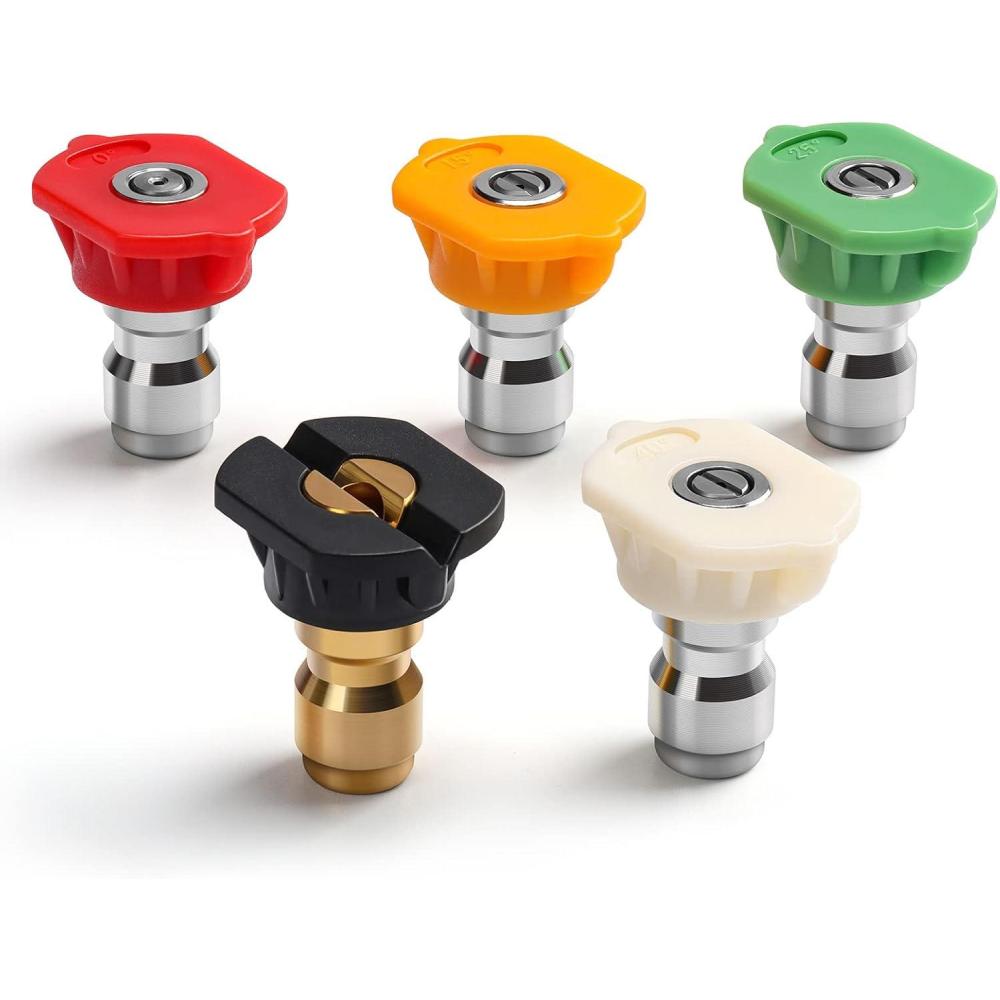 imageAstroAI Pressure Washer Spray Nozzle Tips 5Pack5 Cleaning Angles 14 Quick Connector 25 GPM Nozzle Size Fit Most Pressure Washers5 Pack Tips  Without Bottle