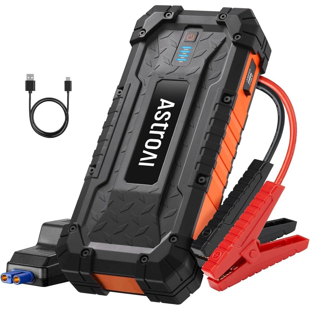 imageAstroAI S8 Ultra 4000A Car Jump Starter Jump Box up to All Gas Engines ampamp 12L Diesel 12V Portable Power Bank with USBTypeC Ports 3 Modes LED Flashlight Auto Battery Booster with Jumper Cable4000AOrange