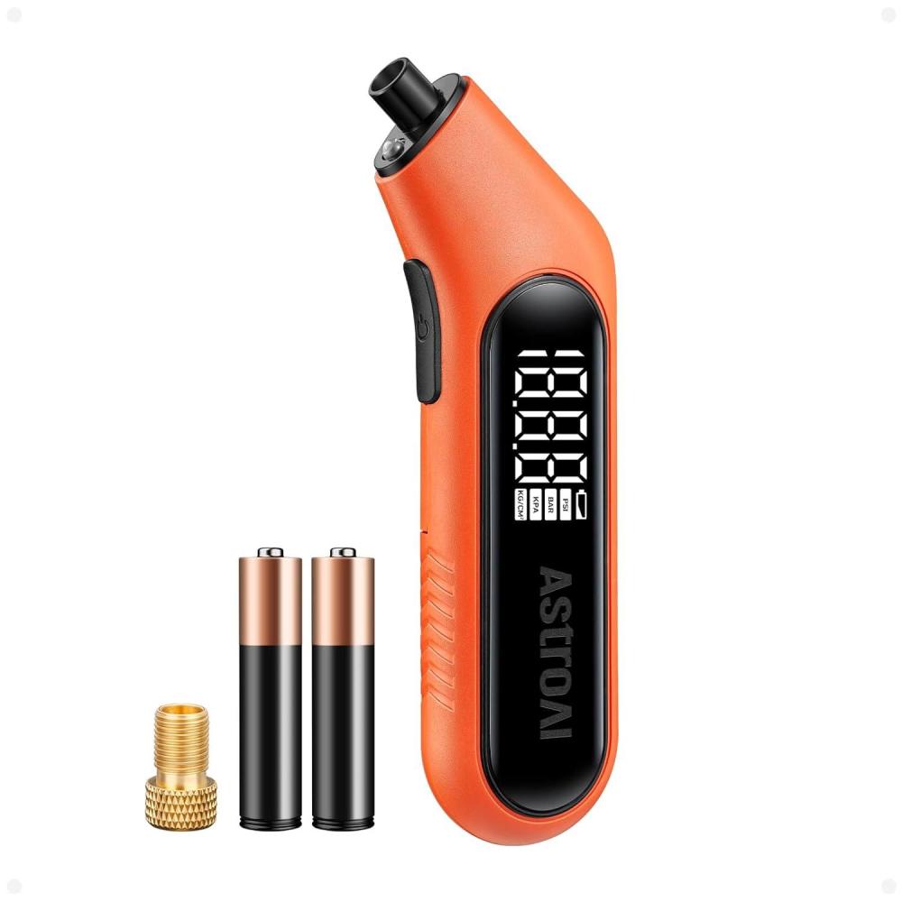 imageAstroAI Tire Pressure Gauge Digital 3300PSI Large Screen with Backlight and Flashlight ANSI 2A High Accuracy Compatible with Schrader Valves 4 Units Presta Valve Adapter Included AAA BatteriesOrange