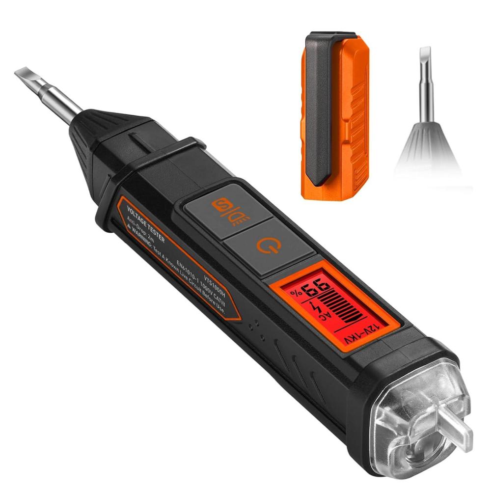 imageAstroAI VTS1000H Voltage Tester with Screwdriver NonContact Electrical Tester Dual Range AC 12V70V1000V Live Wire Test Wire Breakpoint Finder Audible Alarm LCD Percentage Display OrangeOrange