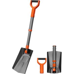 AstroAI 38.4″ Folding Snow Shovel for Car, Extendable Snow Shovel with Thickened Aluminum Handle and Reinforced Iron Hinge, Portable and Multifunctional for Driveway, Cars, Camping and Mud, Grey(Gray)