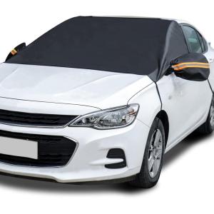 AstroAI Car Windshield Snow Cover, Windshield Cover for ice and Snow, Frost Windshield Cover for Ice, 2*Removal Side Mirror Protector, Windproof UV Sunshade Cover for Cars, SUVs, Vans(Black)