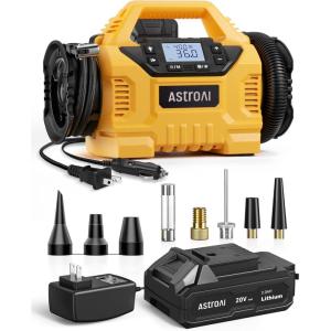 AstroAI Cordless Tire Inflator Portable Air Compressor for Car 160PSI with HD Screen, 3 Power Sources & Dual Powerful Motors, Heavy Duty Air Pump Inflation/Deflation father day gifts
