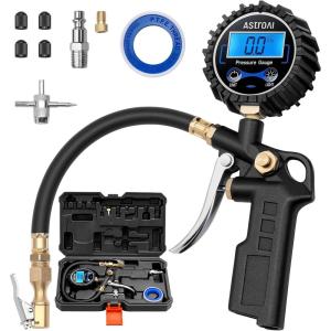 AstroAI Digital Tire Pressure Gauge with Inflator, 250 PSI Air Chuck & Compressor Accessories Heavy Duty with Quick Connect Coupler, 0.1 Display Resolution, Car Accessories, 2pack(1 Pack)