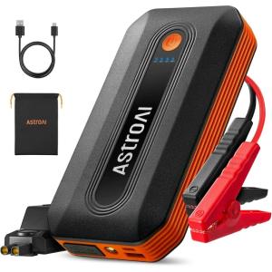 AstroAI S8 Car Battery Jump Starter, Car Jumper Starter Battery Pack for Up to 6.0L Gas & 3.0L Diesel Engines, 12V Portable Jump Box with 3 Modes Flashlight and Jumper Cable(Yellow)(Orange – 3000A (B8))