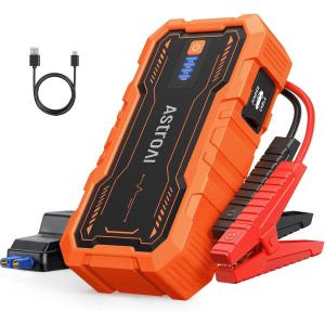 AstroAI S8 Car Battery Jump Starter, Car Jumper Starter Battery Pack for Up to 6.0L Gas & 3.0L Diesel Engines, 12V Portable Jump Box with 3 Modes Flashlight and Jumper Cable(Yellow)(Orange – 3000A (S8 Pro))