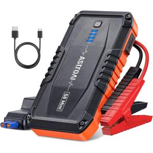 AstroAI S8 Car Battery Jump Starter, Car Jumper Starter Battery Pack for Up to 6.0L Gas & 3.0L Diesel Engines, 12V Portable Jump Box with 3 Modes Flashlight and Jumper Cable(Yellow)(Orange – 1200A (S8 Mini))