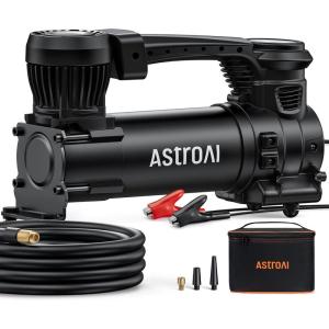 AstroAI T4 Heavy-Duty Air Compressor Truck Tire Inflator with 1.97CFM Auto Shutoff 12V, 120PSI Digital Screen with Alligator Clips, LED Light for Pickup, Truck, SUV RV for Up to 33 Inch Tires(White)