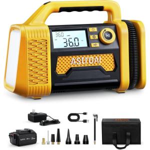 AstroAI TC3 Air Compressor Portable Tire Inflator Offroad Air Compressor for Truck 150PSI with Digital Display Air Pump for Car Heavy Duty for 4×4 Vehicle, RV, SUV, Car Accessories Yellow(Yellow)