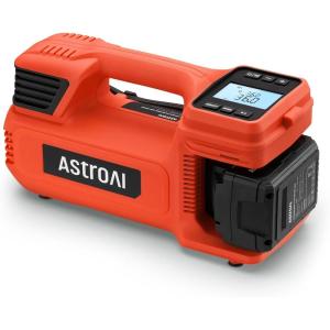 AstroAI TC4 Portable Air Compressor Tire Inflator, 470W 18V Cordless Air Pump for Truck Tires with 4000mAh Battery, 150PSI Heavy Duty Air Compressor with Digital Display for Car, RVs, SUV(Classic Red)