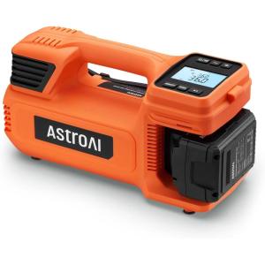 AstroAI TC4 Portable Air Compressor Tire Inflator, 470W 18V Cordless Air Pump for Truck Tires with 4000mAh Battery, 150PSI Heavy Duty Air Compressor with Digital Display for Car, RVs, SUV(Orange)