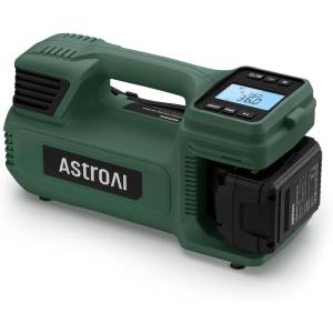 AstroAI TC4 Portable Air Compressor Tire Inflator, 470W 18V Cordless Air Pump for Truck Tires with 4000mAh Battery, 150PSI Heavy Duty Air Compressor with Digital Display for Car, RVs, SUV(Green)