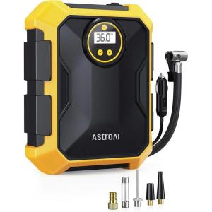 AstroAI Tire Inflator Air Compressor 12V DC Portable Air Compressor Car Accessories Auto Tire Pump 100PSI with LED Light Digital Air Pump for Car Tires Bicycles Other Inflatables(Yellow)