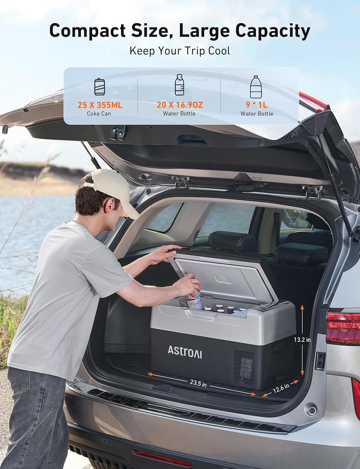 imageAstroAI 12 Volt Car Refrigerator 12V Portable Freezer Camping Fridge Cooler 468 with 1224V DC ampamp 110V AC for Car RV Truck Van Boat for Camping Travel Fishing Outdoor