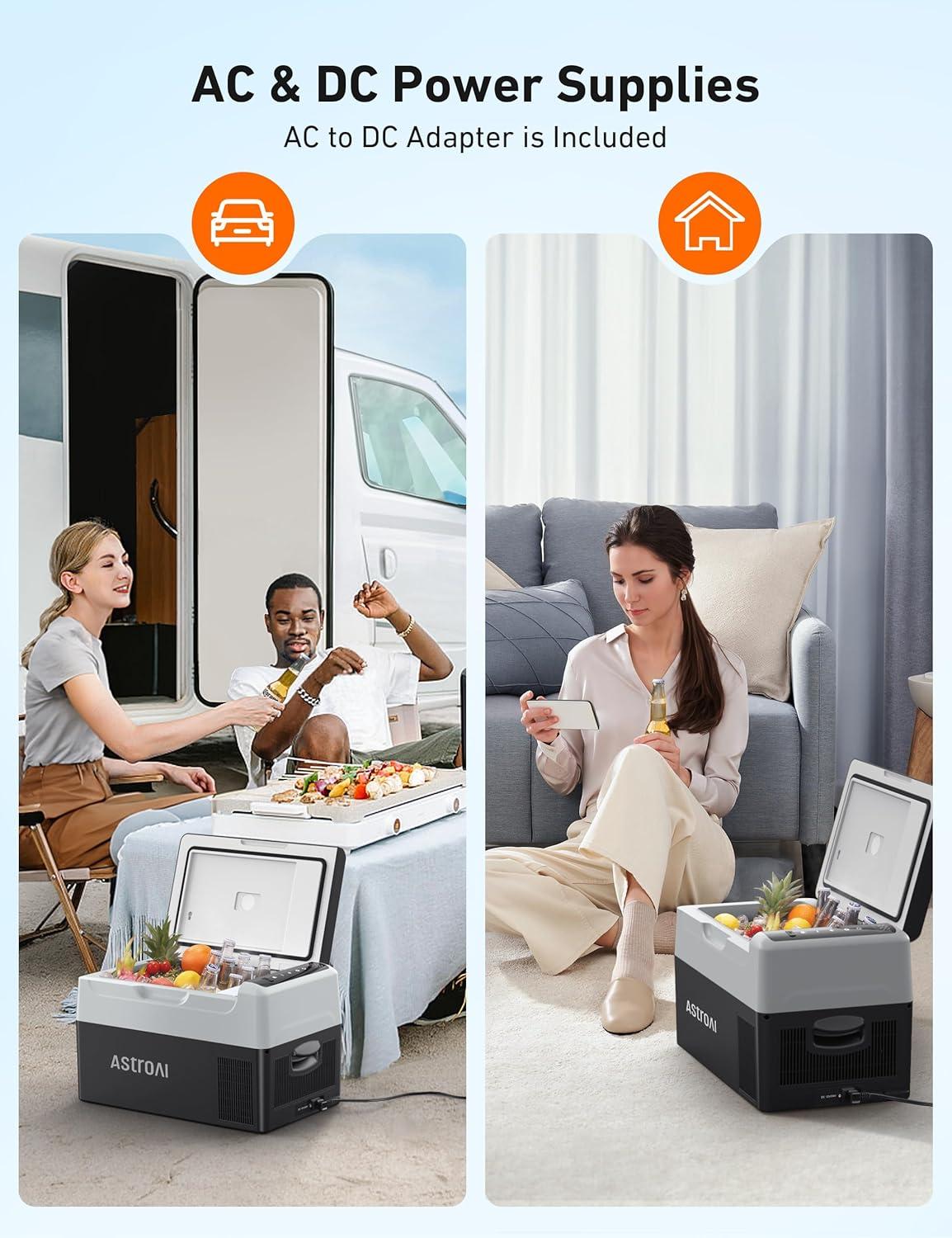 imageAstroAI 12 Volt Car Refrigerator 12V Portable Freezer Camping Fridge Cooler 468 with 1224V DC ampamp 110V AC for Car RV Truck Van Boat for Camping Travel Fishing Outdoor