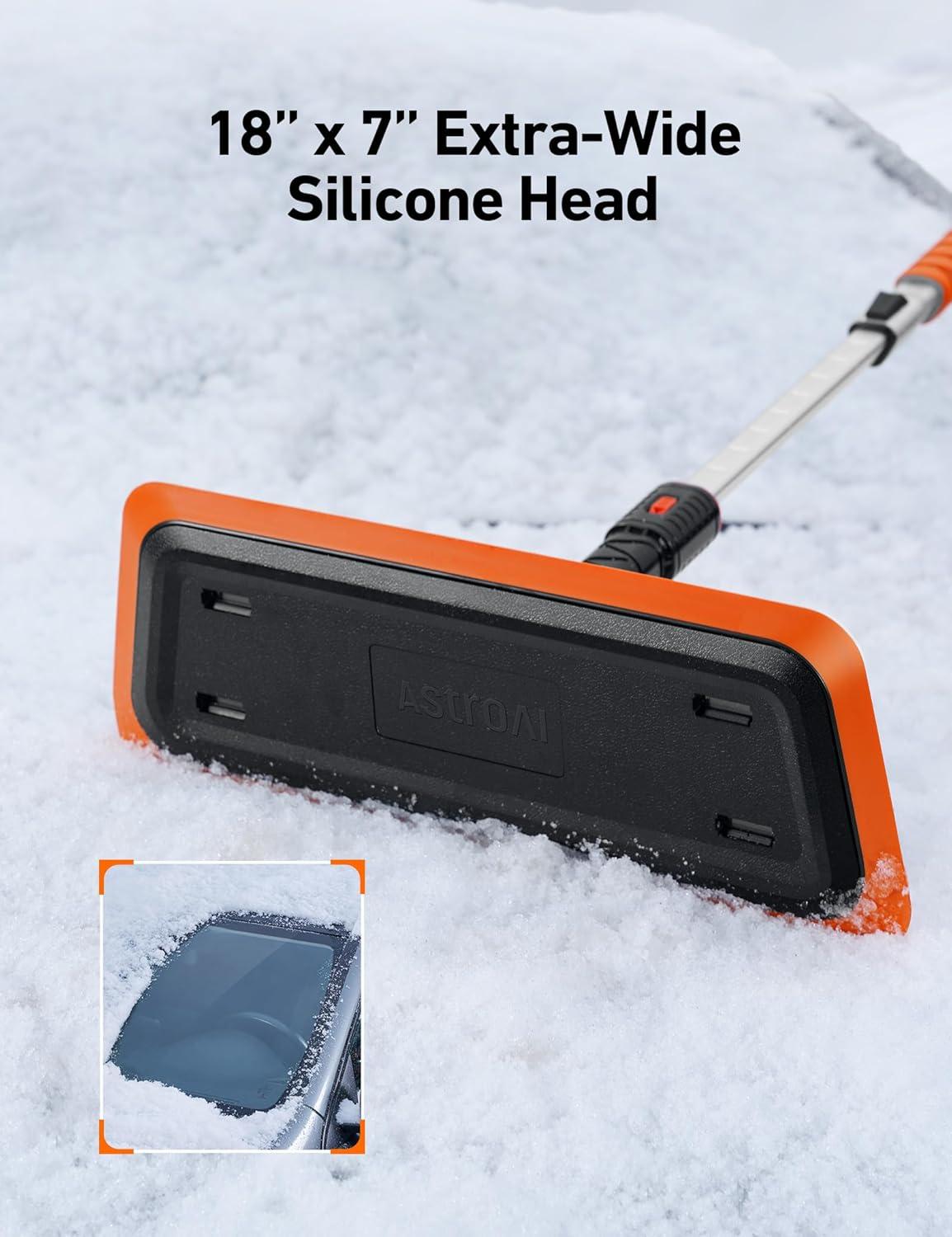 imageAstroAI 472 Inch 2in1 Snow Scraper for car Snow Broom and Detachable Ice Scraper with NonAbrasive Silicone Head for Cars Trucks SUVs