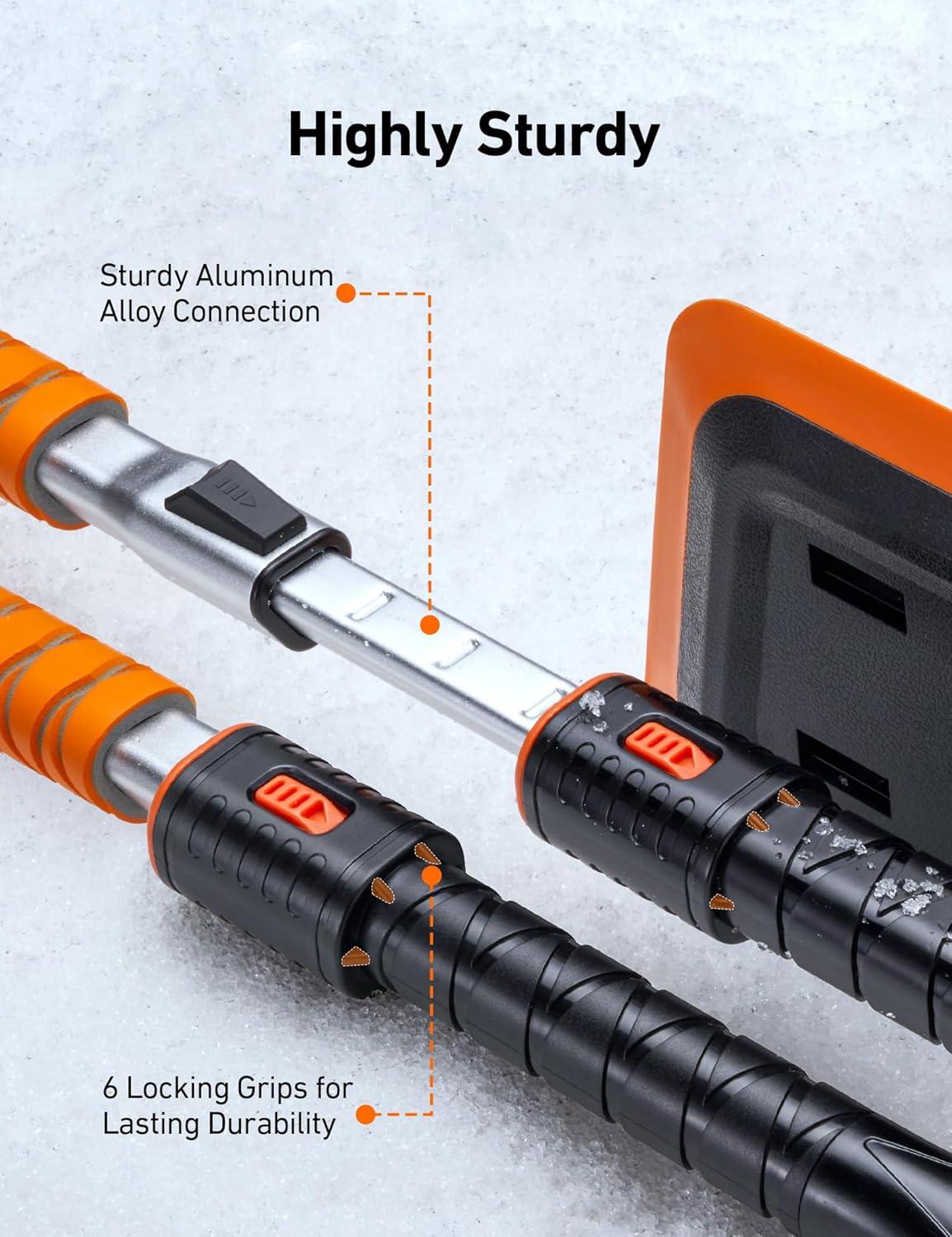imageAstroAI 472 Inch 2in1 Snow Scraper for car Snow Broom and Detachable Ice Scraper with NonAbrasive Silicone Head for Cars Trucks SUVs