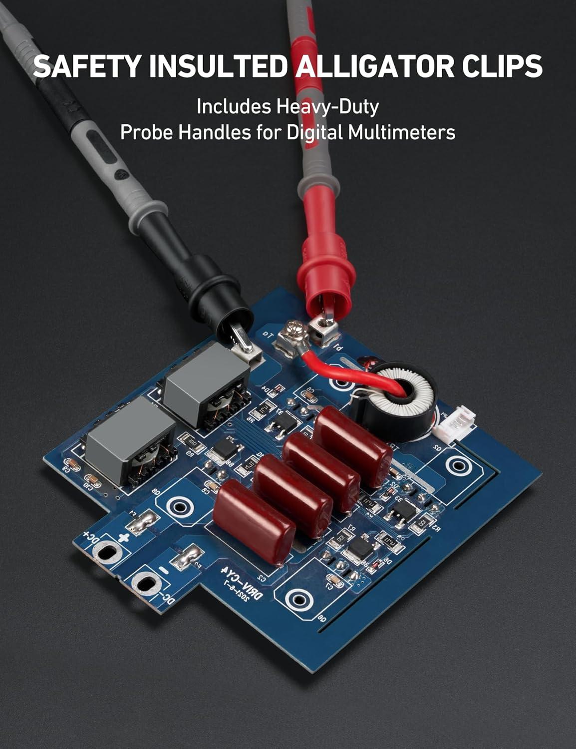 imageAstroAI 8Pcs Multimeter Test Leads Set with Alligator Clips Plunger Mini Hooks and Test Probes 1000V 10A CAT III ampamp CAT IV 600V for Fluke KAIWEETS INNOVA Multimeter Voltmeter Clamp Meter