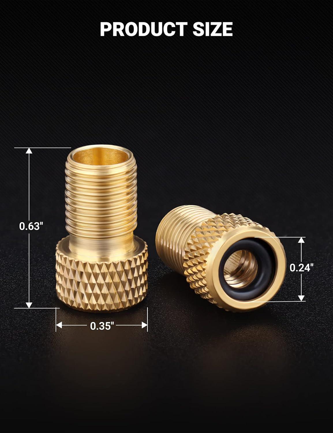 imageAstroAI Brass Presta Valve Adapter Convert Presta to Schrader Valve Adaptor for Bikes Inflate Tire by Standard Pump or Air Compressor 4 Pack