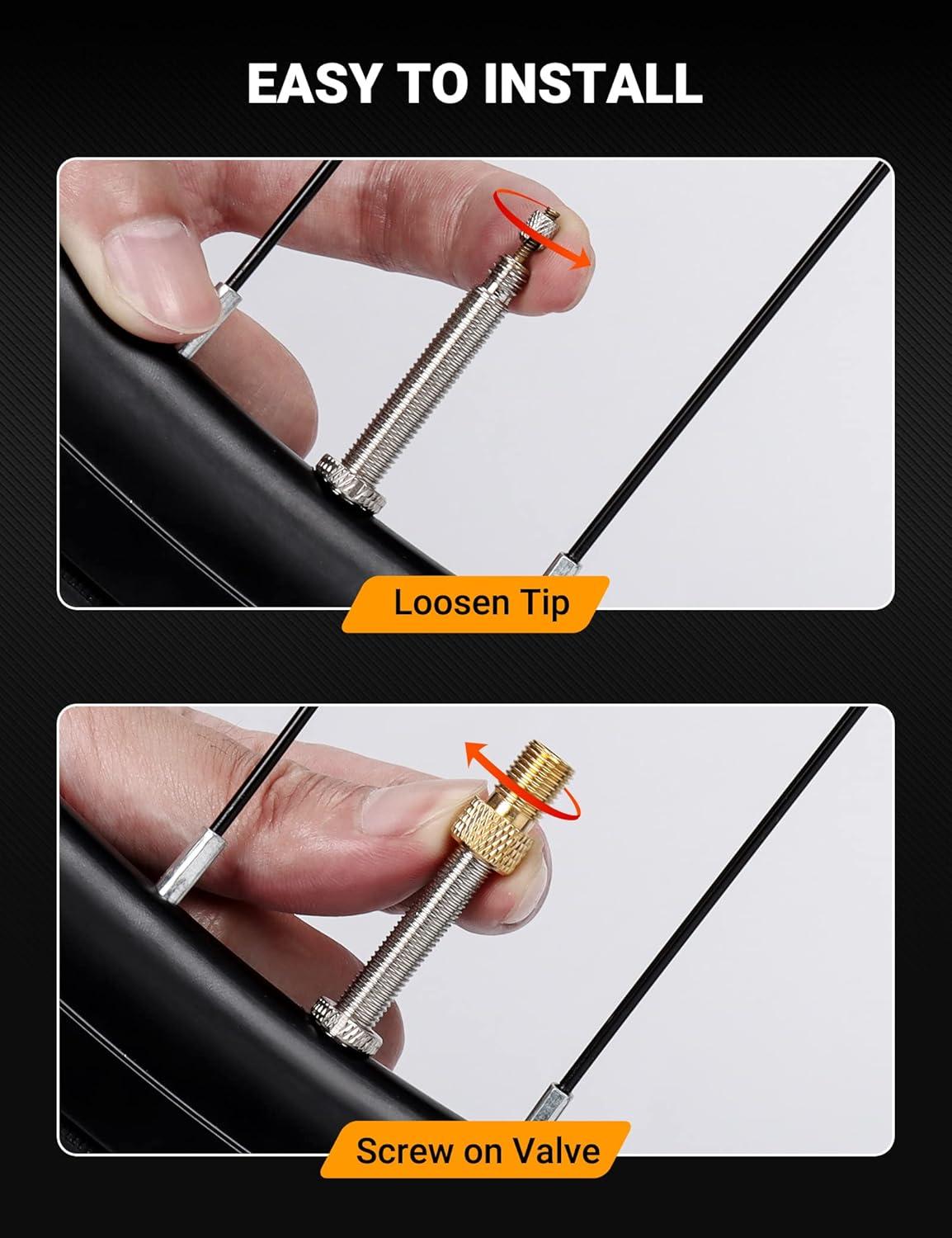 imageAstroAI Brass Presta Valve Adapter Convert Presta to Schrader Valve Adaptor for Bikes Inflate Tire by Standard Pump or Air Compressor 4 Pack