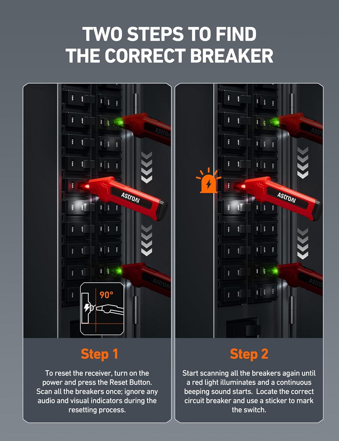 imageAstroAI Circuit Breaker Finder with GFCI Outlet Tester Electrical Tester Tool for HomeWorkshop Circuit Tracing Quickly Locates Breakers with Indicators