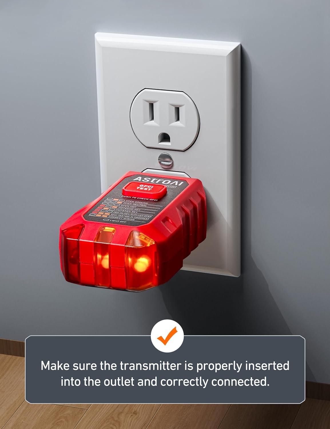 imageAstroAI Circuit Breaker Finder with GFCI Outlet Tester Electrical Tester Tool for HomeWorkshop Circuit Tracing Quickly Locates Breakers with Indicators