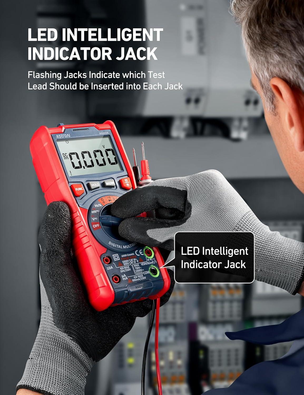 imageAstroAI Digital Multimeter TRMS 6000 Counts AutoRanging Voltage Tester Voltmeter Measuring ACDC Voltage Current Capacitance Resistance Frequency Temperature Continuity Diodes with NCV6000