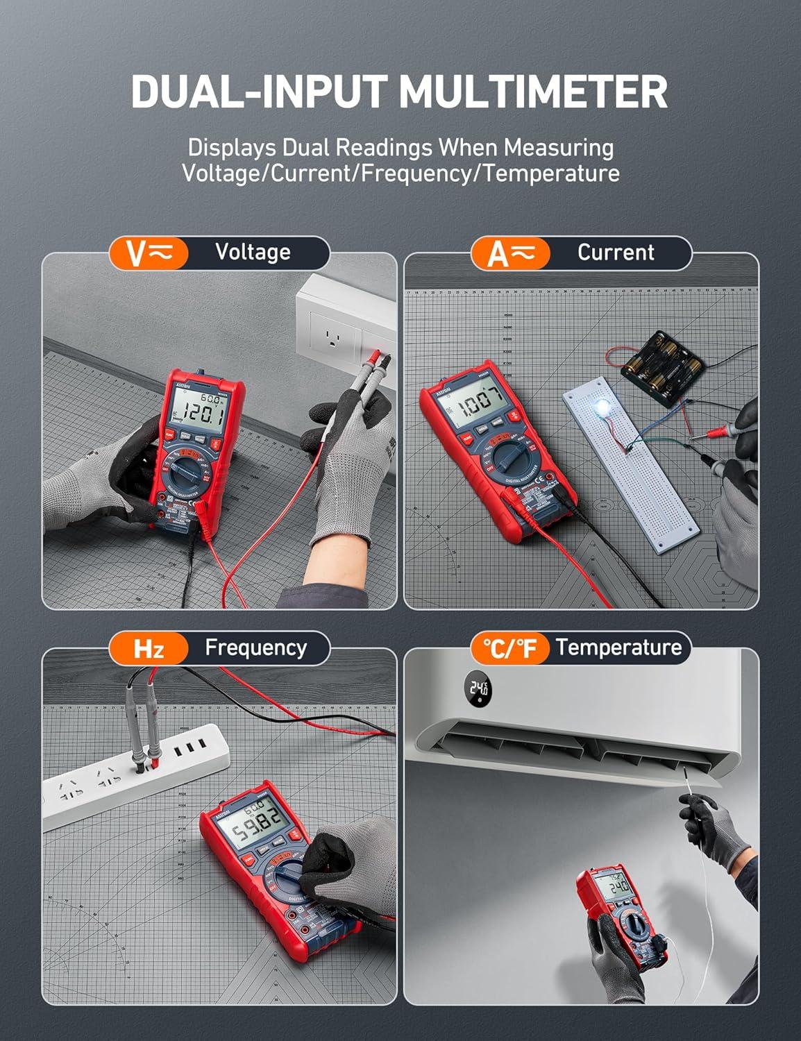 imageAstroAI Digital Multimeter TRMS 6000 Counts AutoRanging Voltage Tester Voltmeter Measuring ACDC Voltage Current Capacitance Resistance Frequency Temperature Continuity Diodes with NCV6000