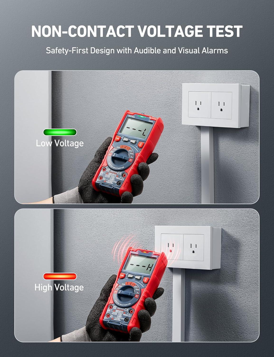imageAstroAI Digital Multimeter TRMS 6000 Counts AutoRanging Voltage Tester Voltmeter Measuring ACDC Voltage Current Capacitance Resistance Frequency Temperature Continuity Diodes with NCV6000