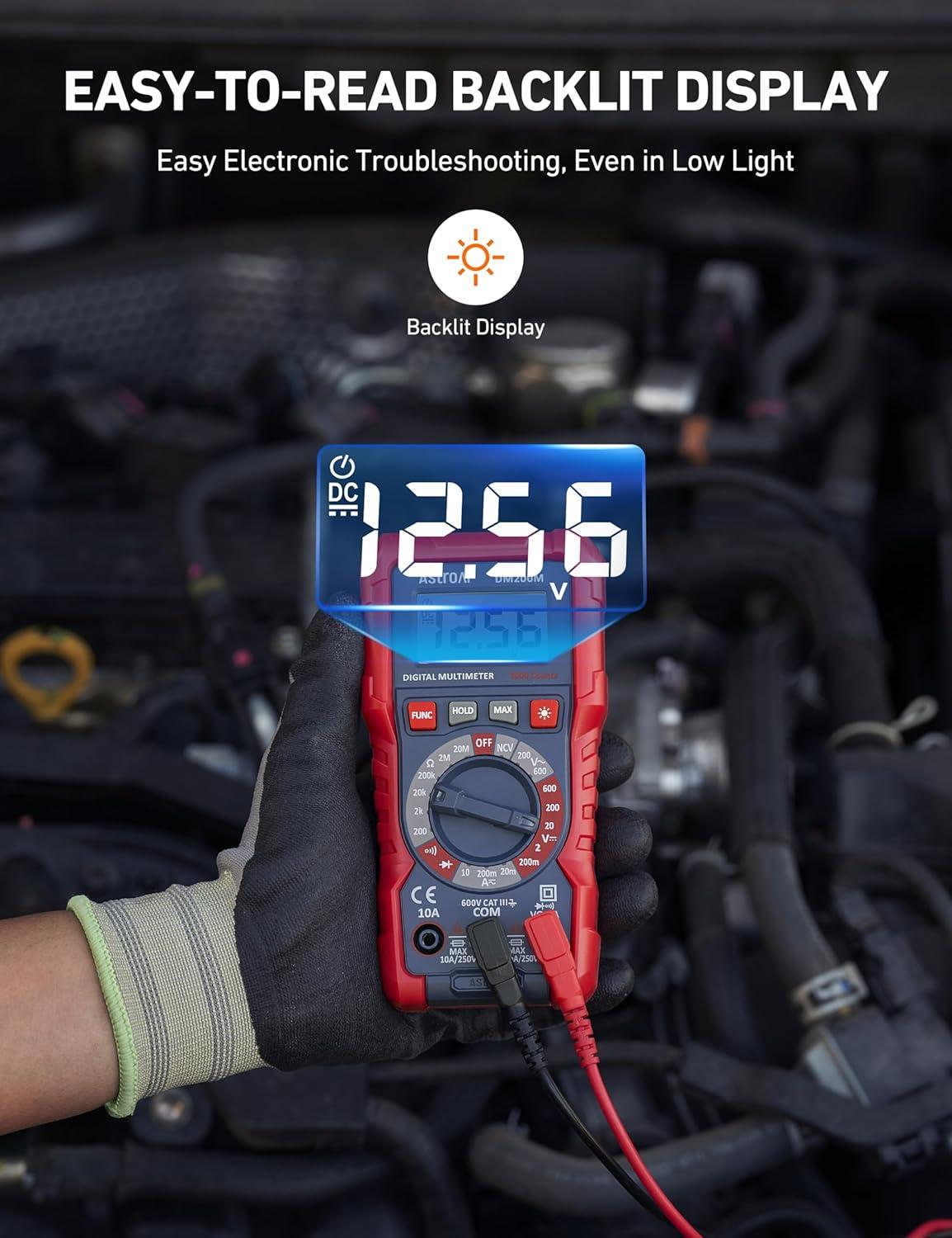 imageAstroAI Digital Multimeter Voltage Tester TRMS 2000 Counts Volt Meter Fast and Accurately Measures ACDC Voltage ampamp Current Resistance Diode Continuity and NCV DM200M