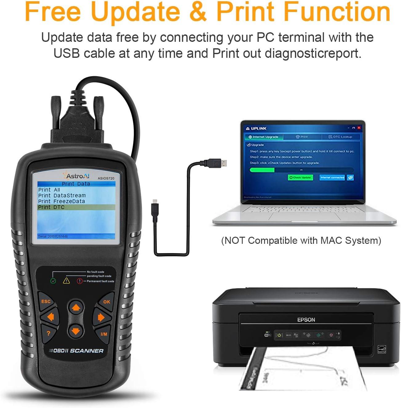imageAstroAI Enhanced OBD2 Scanner OS720 Professional OBD II Auto Check Engine Code Reader Car Diagnostic Tool Automotive Vehicle Scanner Black