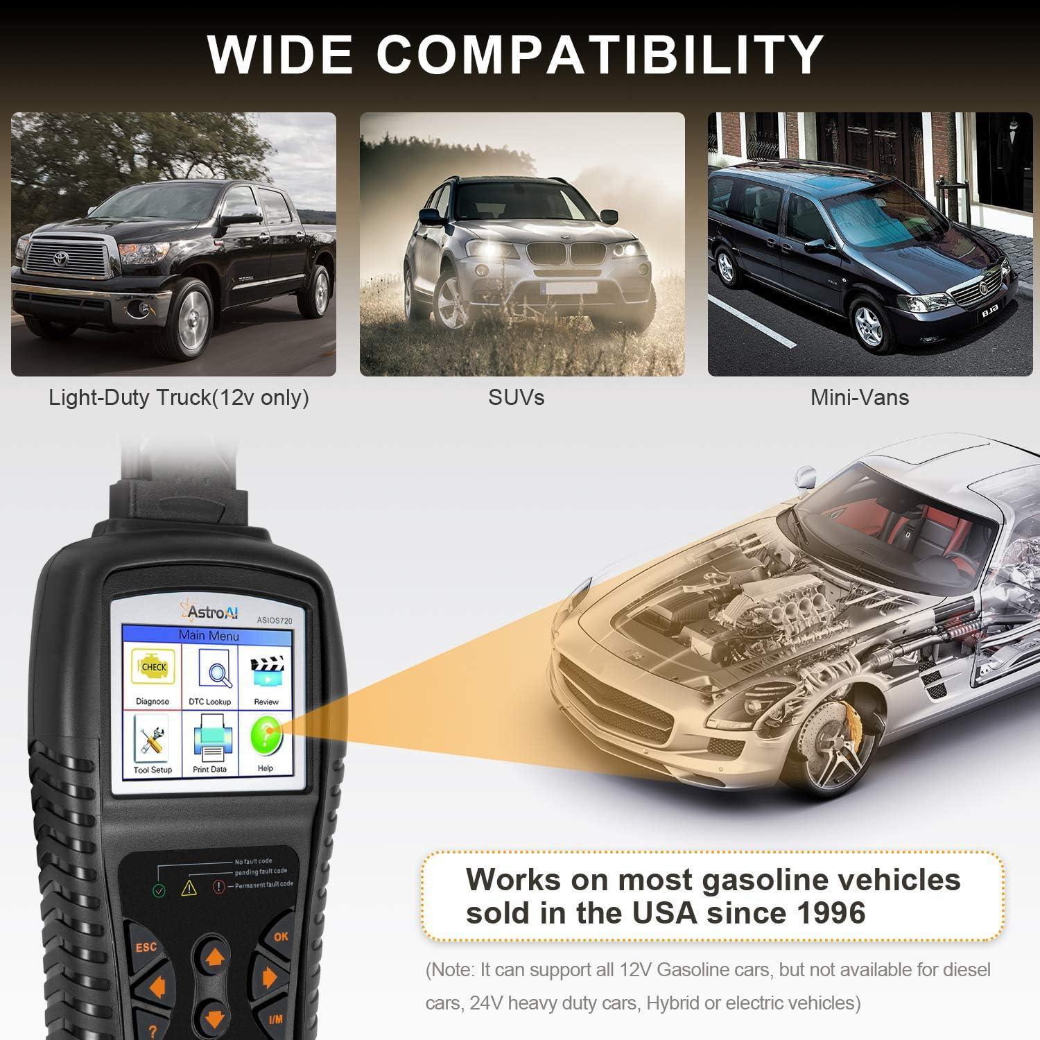imageAstroAI Enhanced OBD2 Scanner OS720 Professional OBD II Auto Check Engine Code Reader Car Diagnostic Tool Automotive Vehicle Scanner Black